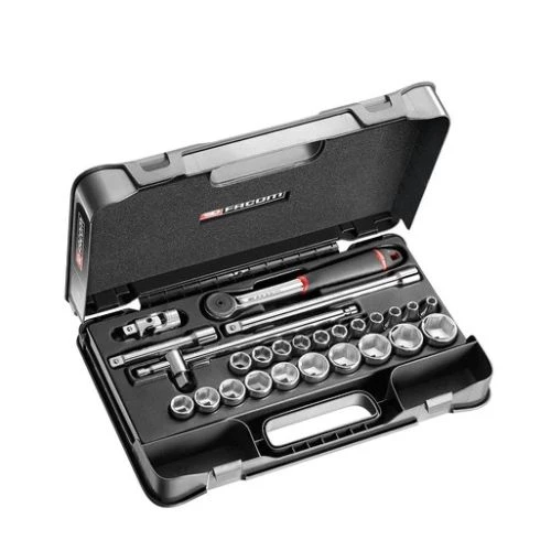 Jeu de douilles 1/2'' 6 pans métriques Facom 26 pièces S.161-4P6 1 Jeu de douilles 1/2'' 6 pans métriques Facom 26 pièces S.161-4P6